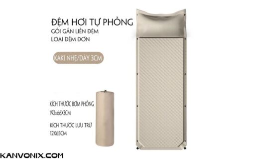 Đệm bơm hơi tự phồng gắn liền gối